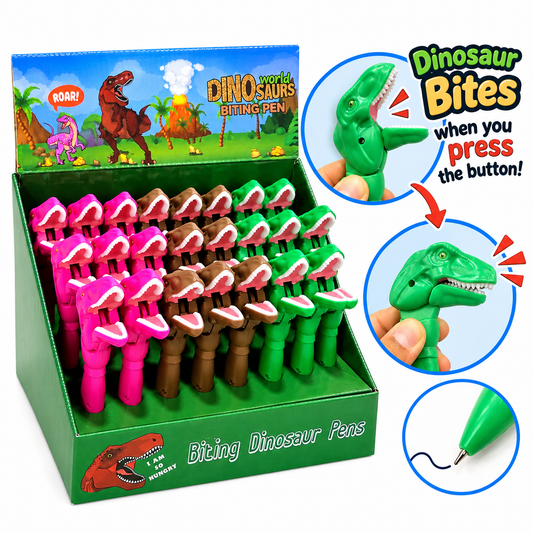 Bolígrafos de dinosaurios que muerden