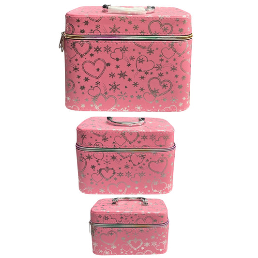 NOSTALGIC PINK 2000’s 3 PCS CARRY ON MAKEUP BOX