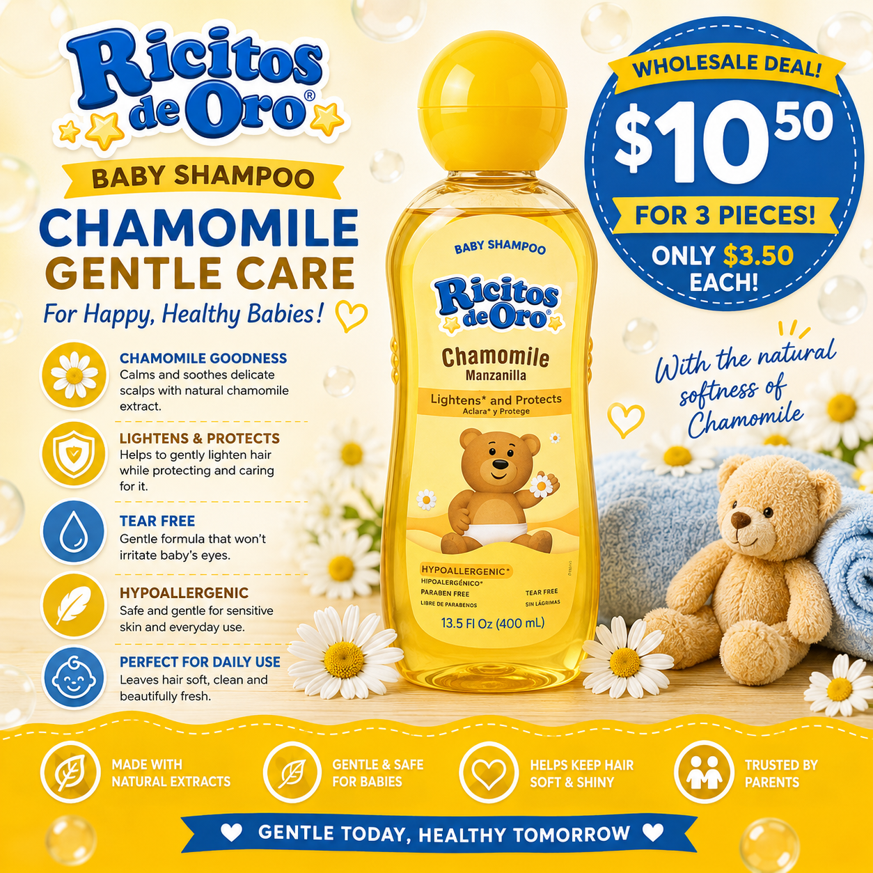 3PCS RICITOS DE ORO CHAMOMILE MANZANILLA 4607