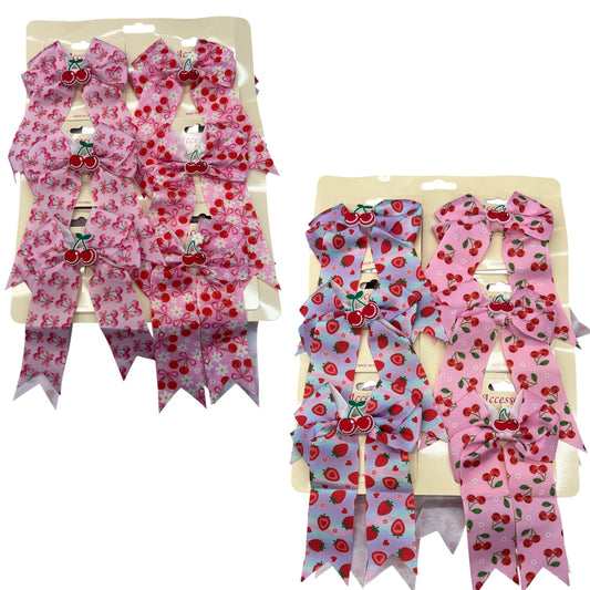 PINK CHERRY HAIR BOWS 12PCS PACK