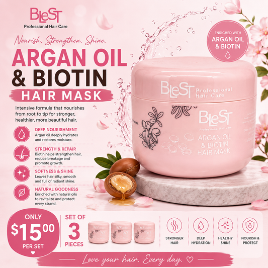 3PCS BLEST ARGAN OIL AND BIOTIN HAIR MASK BH701