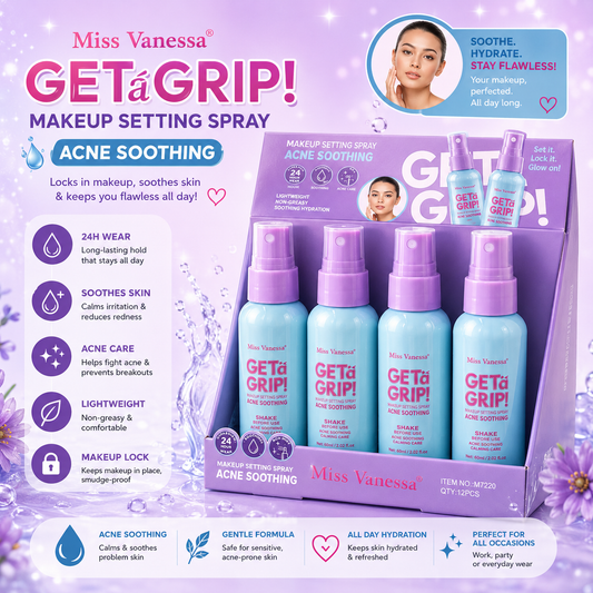 12PC DISPLAY MISS VANESSA ACNE SOOTHING SETTING SPRAY M7218-1