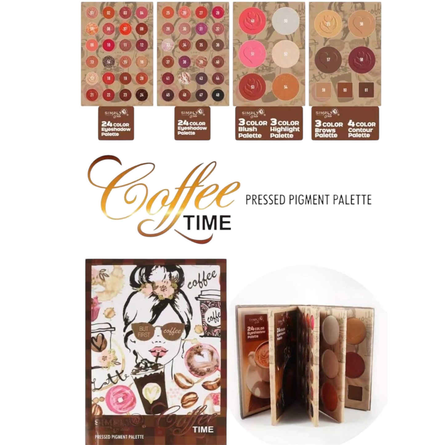 2PCS SIMPLY BELLA COFFEE TIME BOOK PALETTE