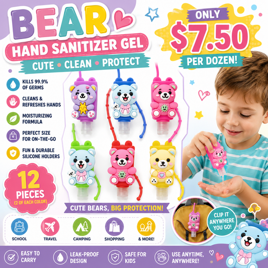 12PCS PACK CUTE BEARS HAND SANITIZERS  ANV-0535