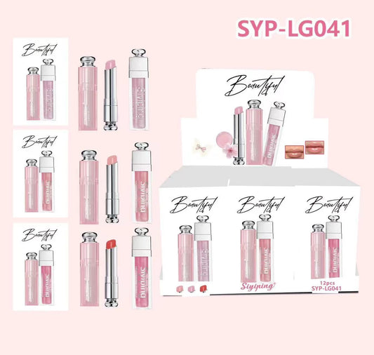 12PCS DISPLAY SIYIPING BEAUTIFUL 2PCS LIP BALM & LIP GLOSS SYP-LG041