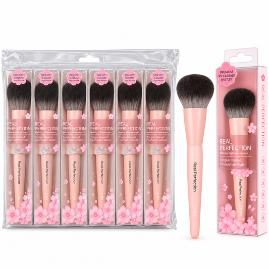 Brocha de maquillaje Real Perfection, forma de lengua de gato, color Sakura Pink