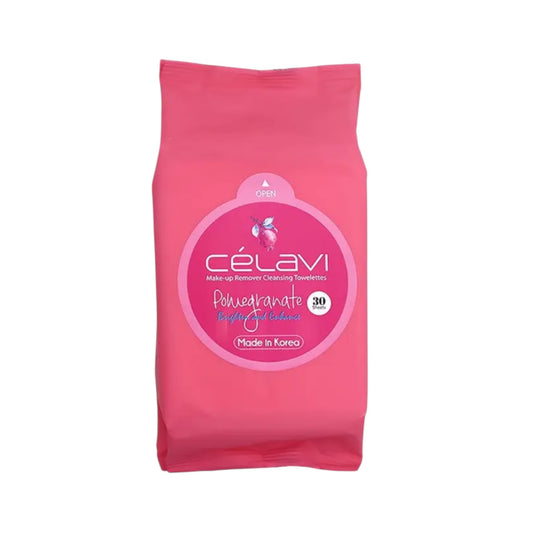 6PCS DISPLAY CELAVI POMEGRANATE MAKE-UP REMOVER CLEANSING TOWELETTES MT005