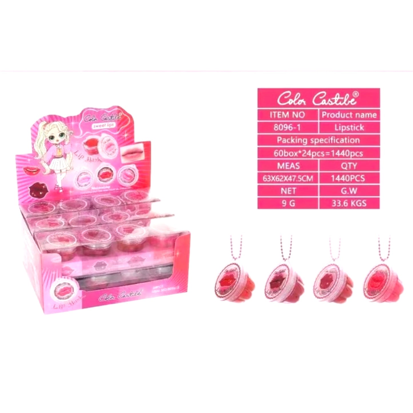 24PCS DISPLAY COLOR CASTILE SWEET LIPS LIP MASK 8096-2