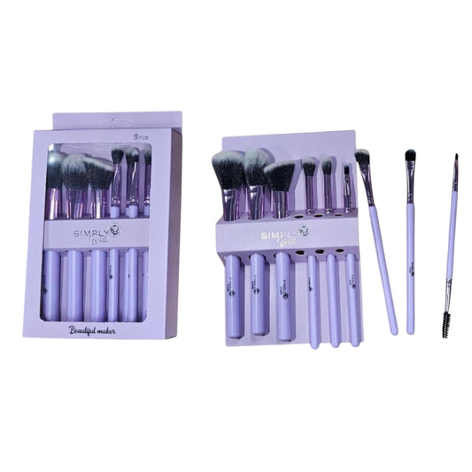 SIMPLY BELLA 9PCS PURPLE  BRUSH  SET