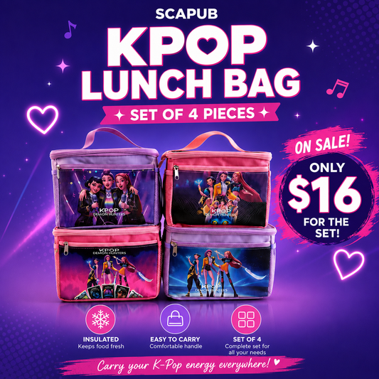 4PCS K POP INSULATED LUNCH BAG WITH STRAP MIX BUNDLE
