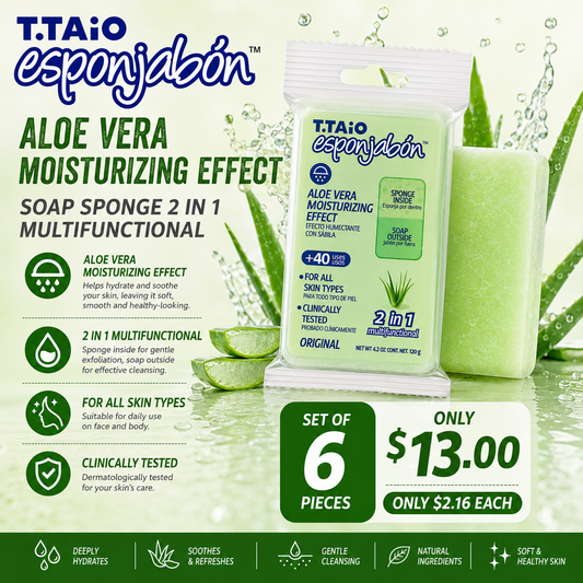 6PCS T.TAIO ESPONJABON ALOE VERA 5878