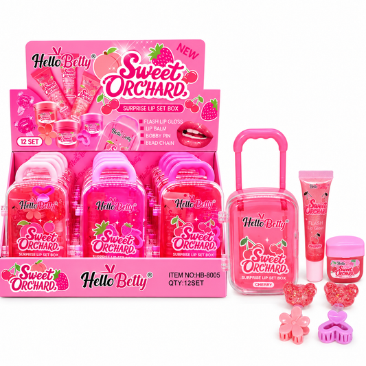 Set de labios y pinzas para el cabello Hello Betty Suite Case Duo