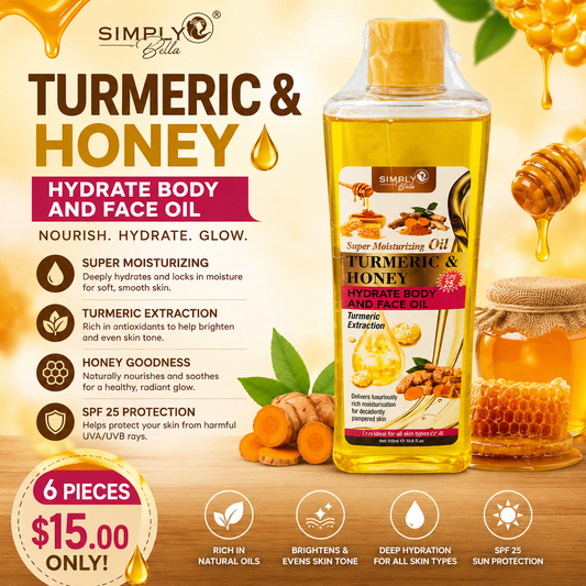 6PCS SIMPLY BELLA TURMERIC & HONEY HYDRATE BODY AND FACE OIL SIB1031