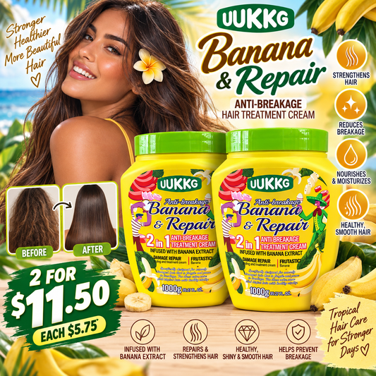 2PCS UUKKG ANTI BREAKAGE BANANA  HAIR TREATMENT CREAM UU4942