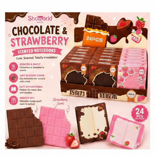 24PC DISPLAY CHOCOLATE BAR SCENTED NOTEBOOK