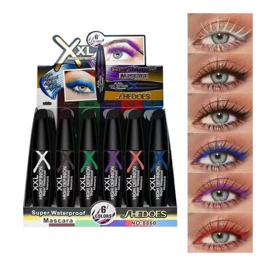 SHEDOES 6 COLOR SUPER WATERPROOF MASCARA 24 PCS DISPLAY NO 8860