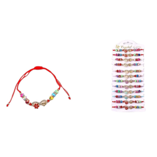 12PCS PACK FLOWERS & HEART COQUETTE STRING BRACELET YBT-5533