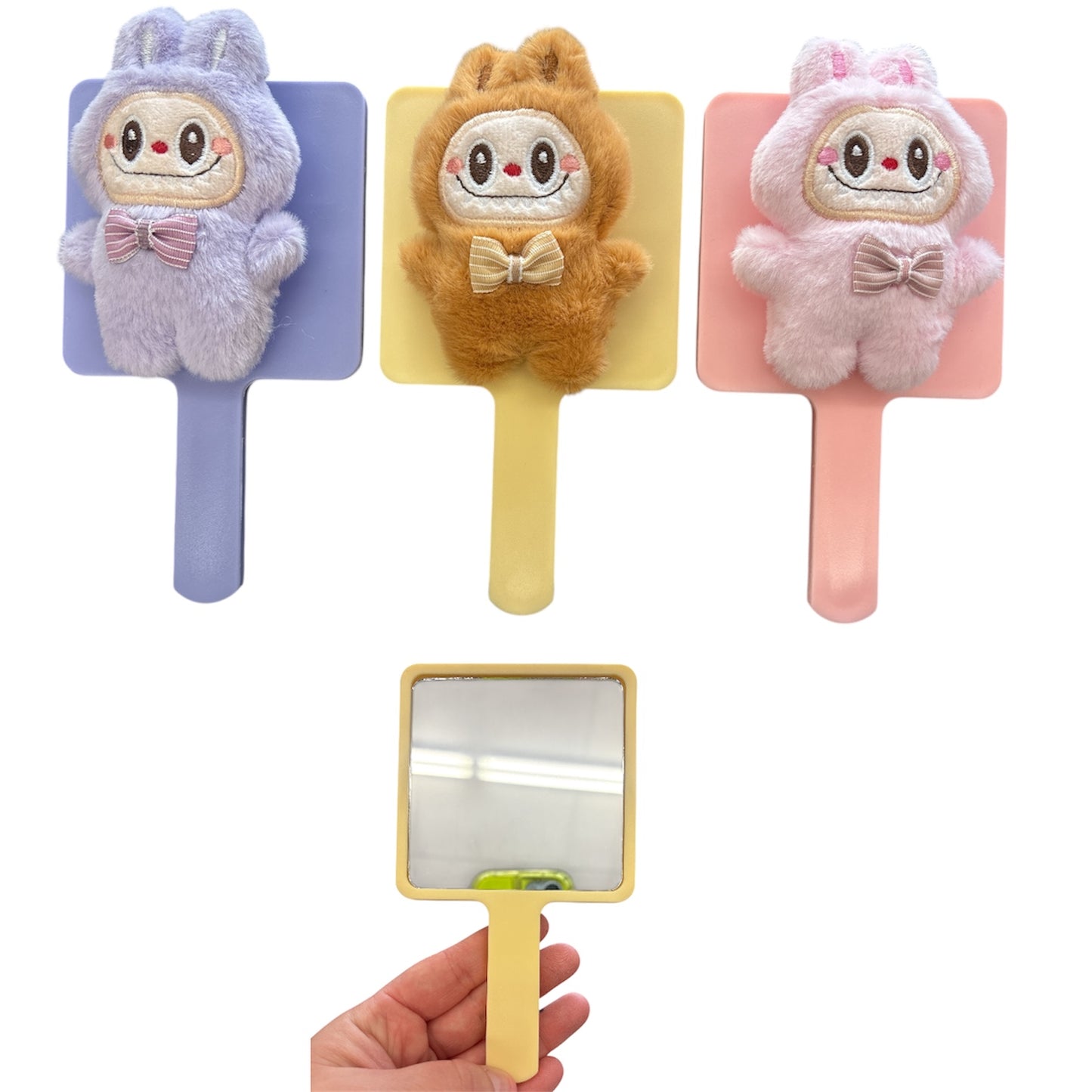 12PCS PLUSH BODY MONSTER HANDHELD MIRROR