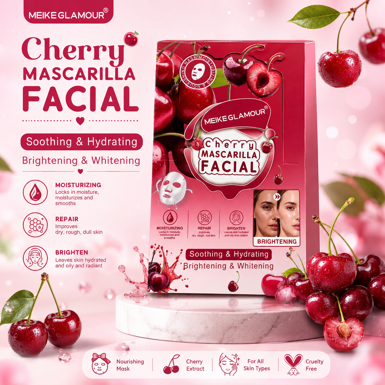 50PC CHERRY FACE MASK SHEETS MK546