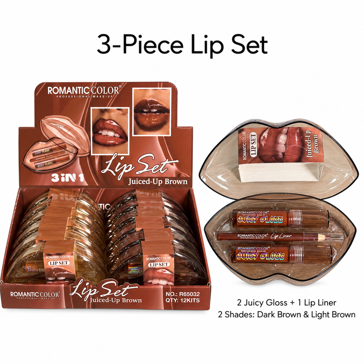 Romantic Color Juiced Up Brown 3 In 1 Lip Set