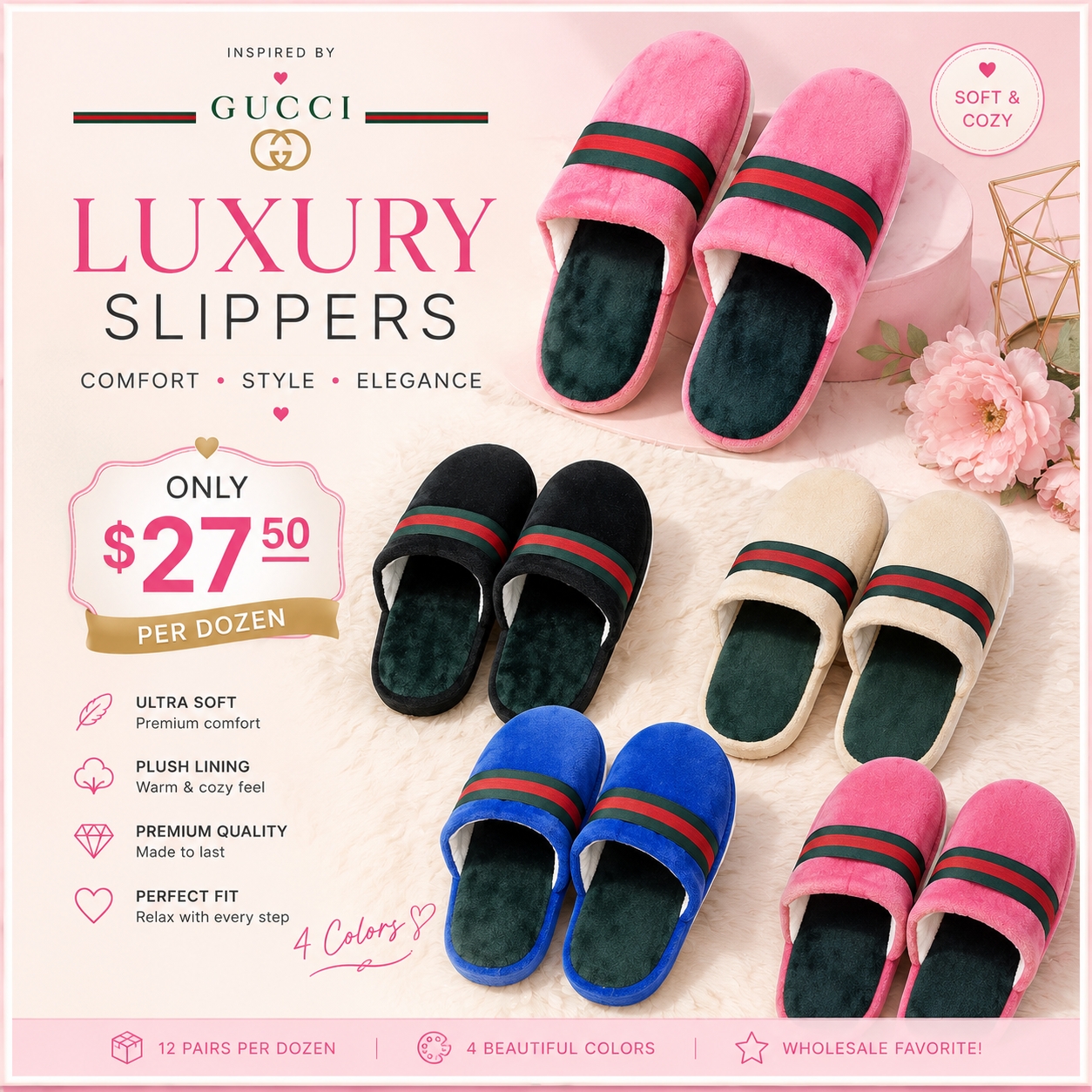 12PCS PACK G&G SLIPPERS SL-403