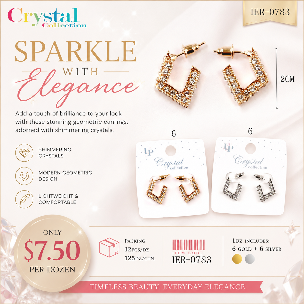 12PCS PACK ELEGANT GOLD & SILVER EARRINGS IER-0783