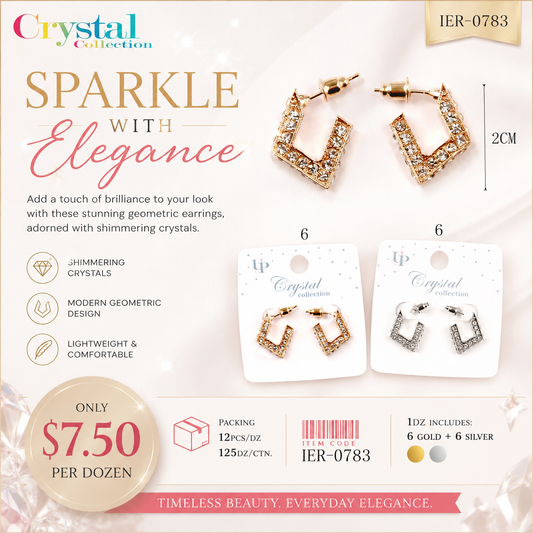 12PCS PACK ELEGANT GOLD & SILVER EARRINGS IER-0783