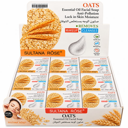 Jabón facial en barra de aceite esencial de avena y rosa sultana