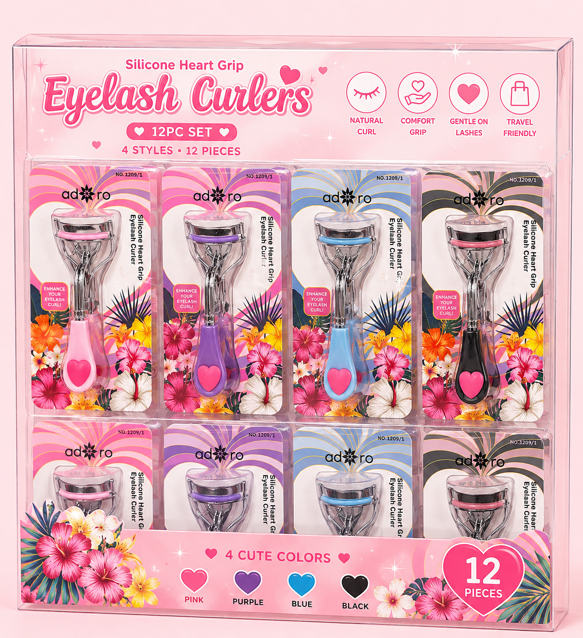 12PCS DISPLAY ADORO EYELASH CURLER 1208