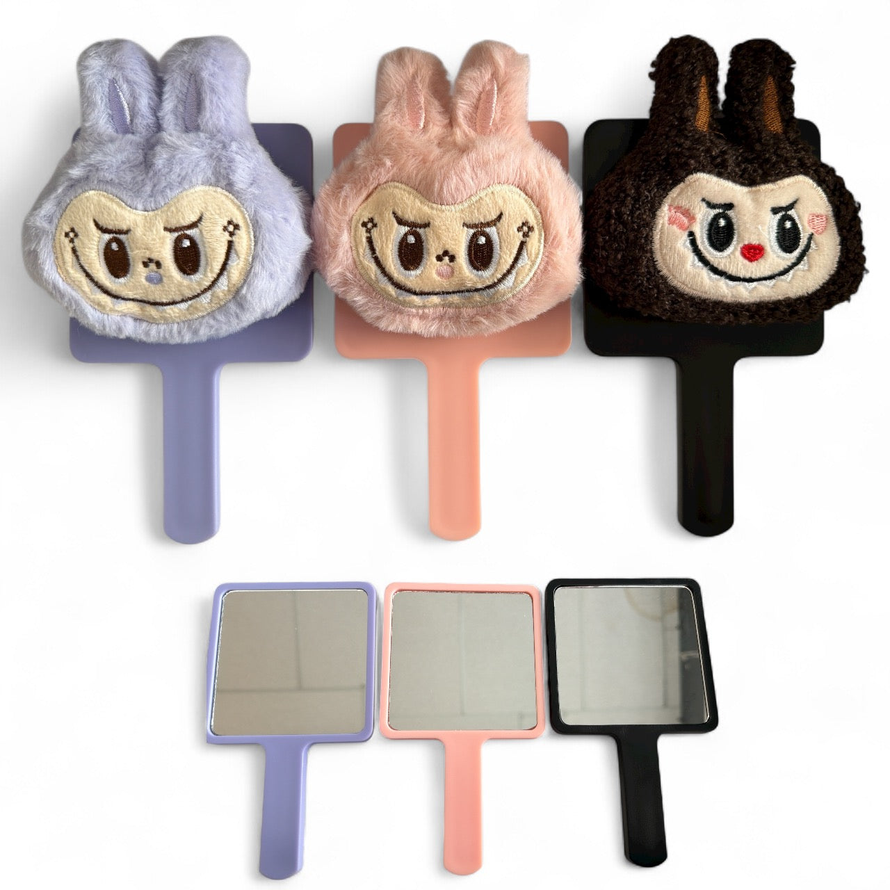 12PCS PLUSH MONSTER HANDHELD MIRROR