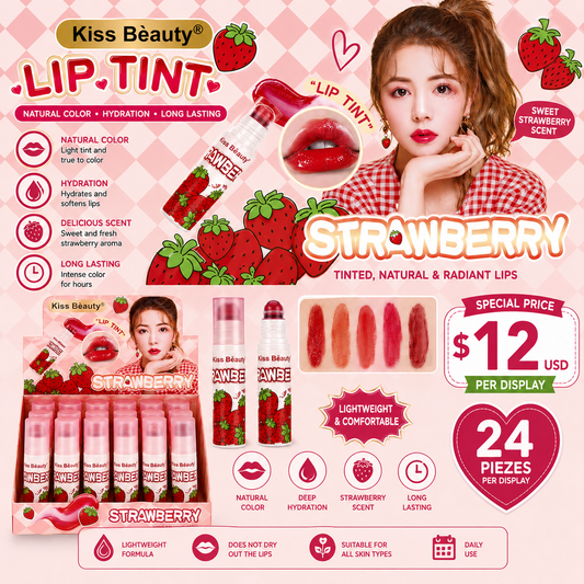 24PCS DISPLAY KISS BEAUTY NATURAL COLOR LIP TINT 70496-03B
