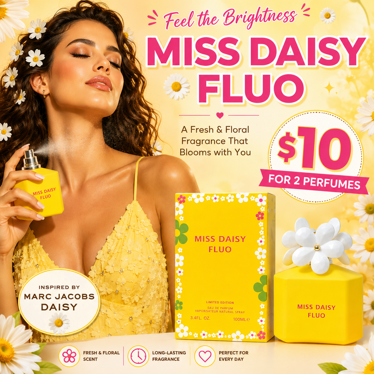 2PCS SET LOVALI PERFUME MISS DAISY FLUO INSPO MARC JACOBS 5457