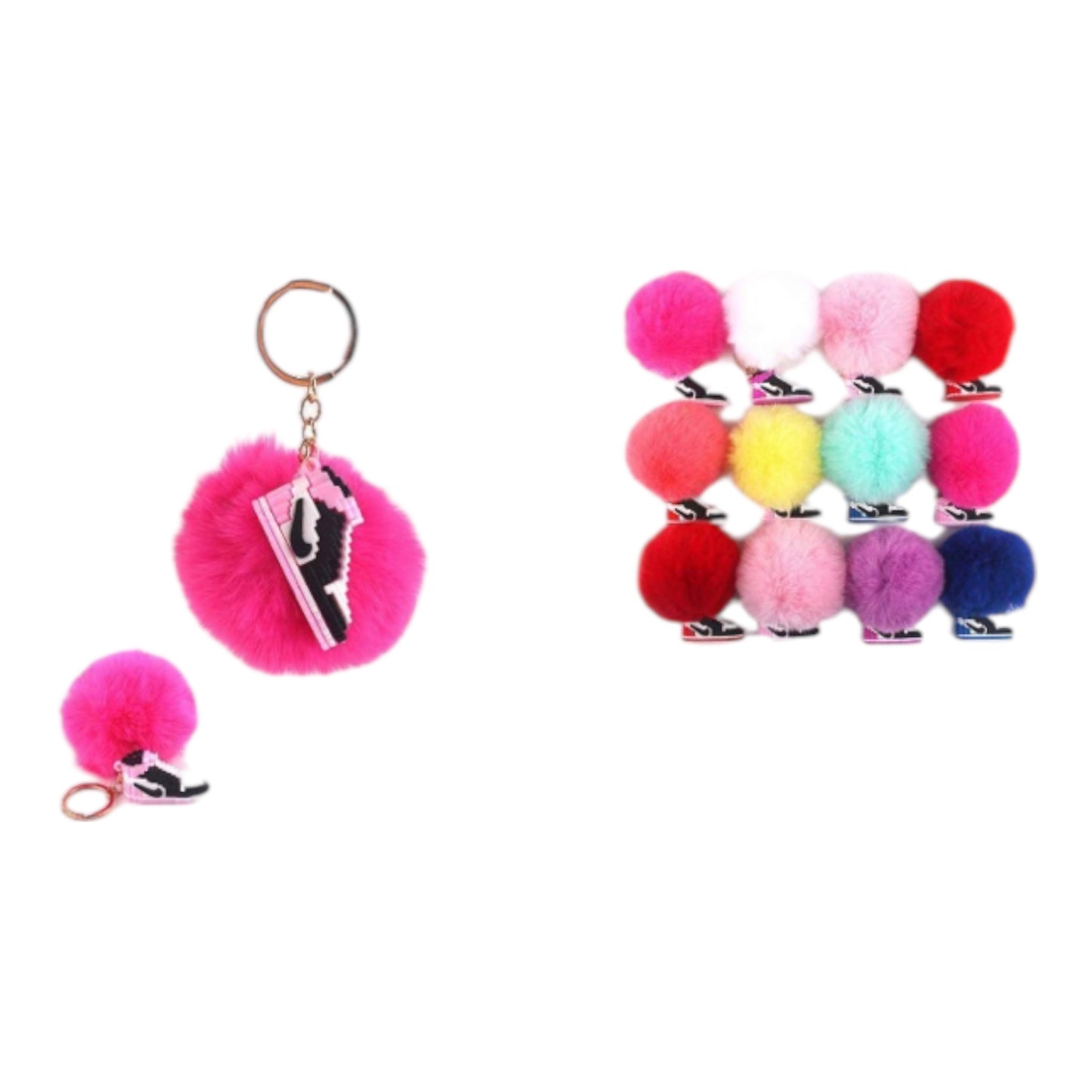 12PCS SHOE FUZZY COLORFUL KEYCHAINS KNV -9278