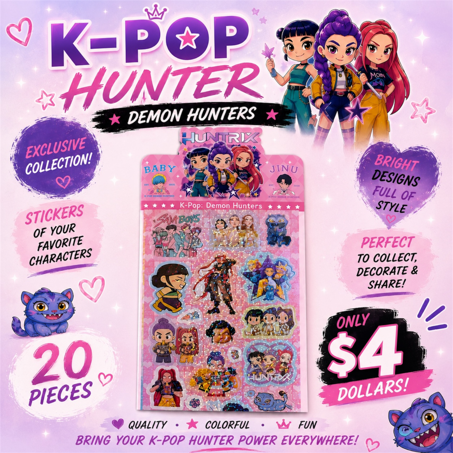 20 PCS PACK K POP HUNTER DEMON STICKERS