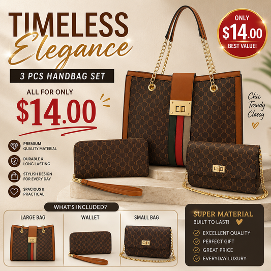 1PCS SET G&G LUXURY BAG, WALLET & PURSE BROWN