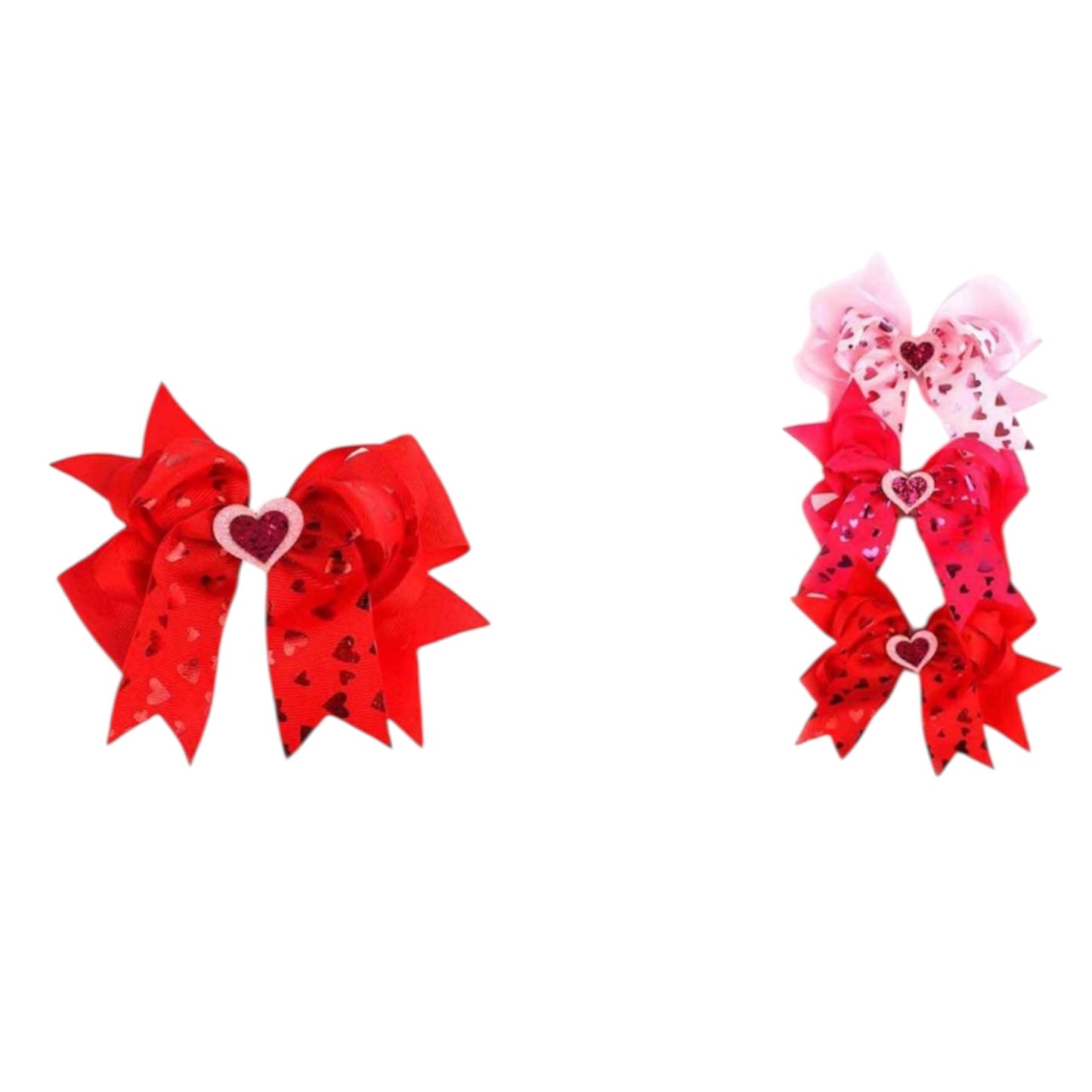 12PCS PACK PINK & RED VALENTINE HEART BOWS MKC-3650