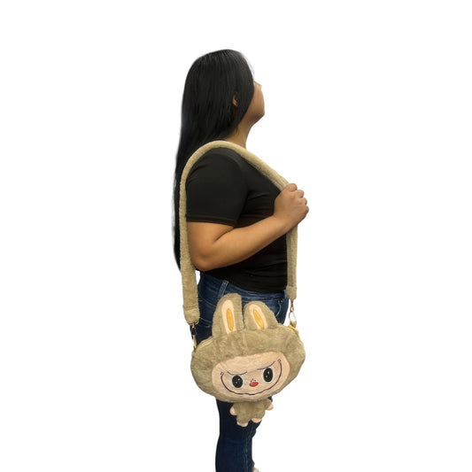 CUTE MONSTER BEIGE  FUZZY PURSE WITH THEME SONG