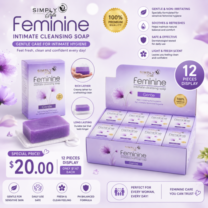 12PCS DISPLAY SIMPLY BELLA JABON ÍNTIMO FEMENINO  SIM010