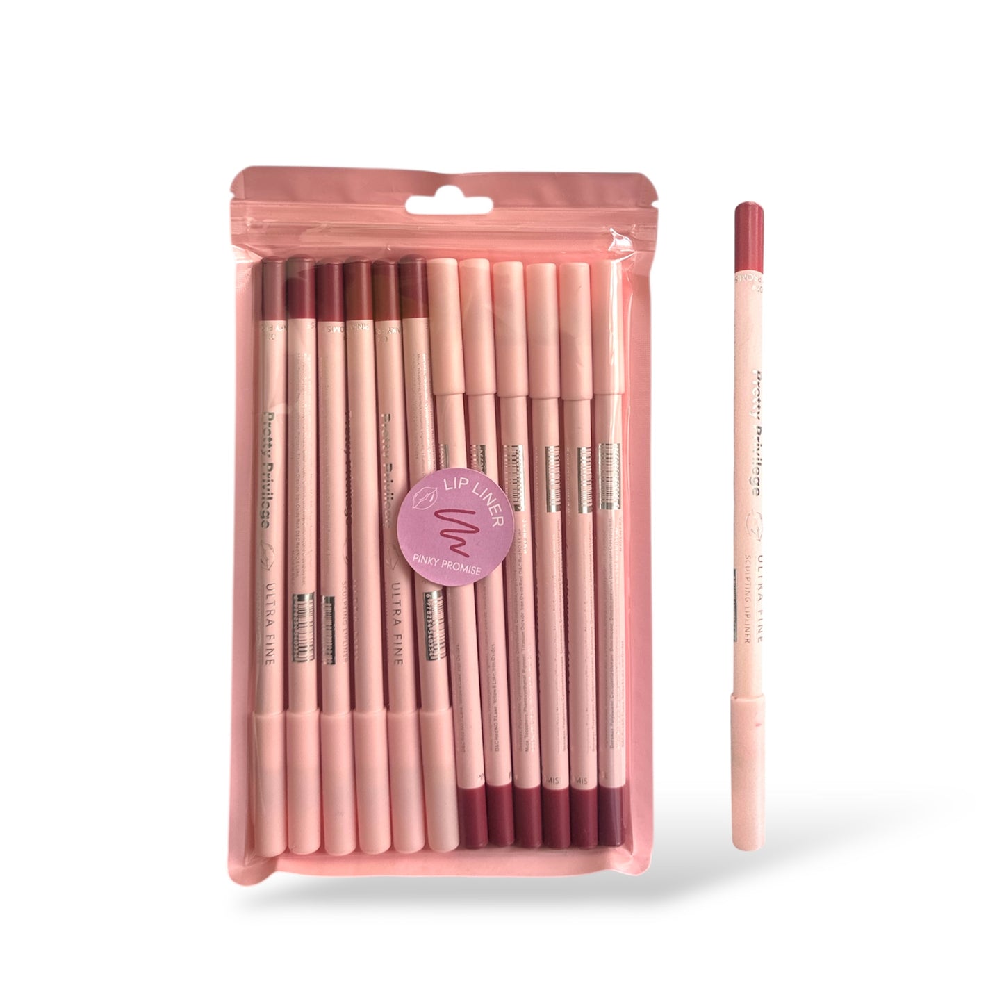 12PCS PACK PRETTY PRIVILEGE LIP LINER #07 PINKY PROMISE