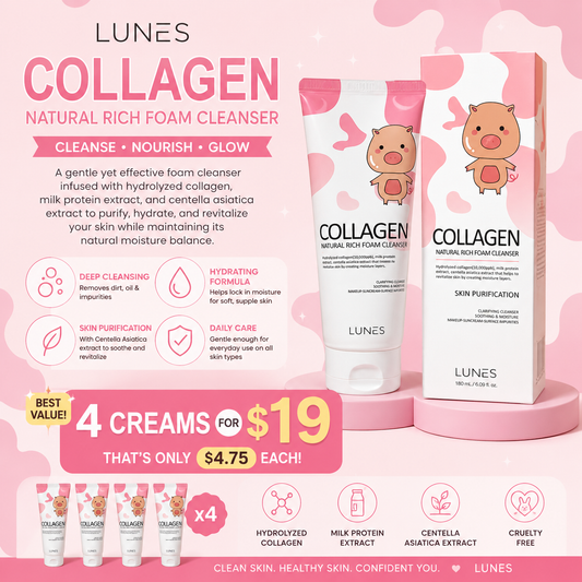 4PCS LUNES COLLAGEN RICH FOAM CLEANSER