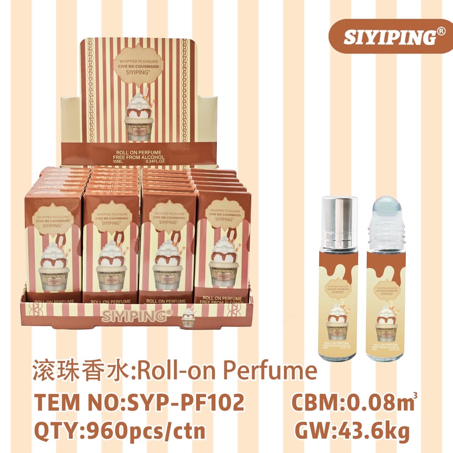 24PCS DISPLAY SIYIPING WHIPPED PLEASURE ROLL ON PERFUME SYP-PF102