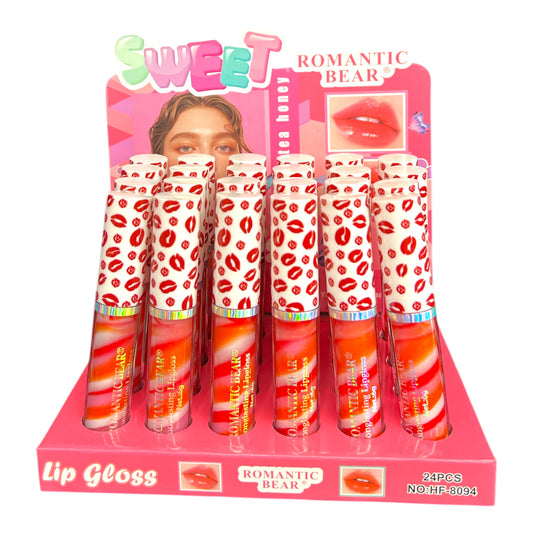 24PCS DISPLAY ROMANTIC BEAR SWEET LIP GLOSS HF-8094