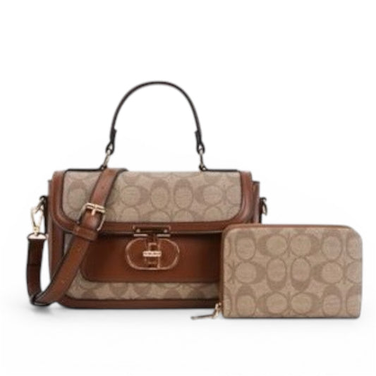 1PCS LIGHT & DARK BROWN C&C PURSE  WITH WALLET XFT-9095-ADBR