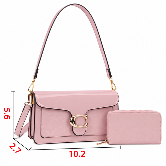 Elegant Gold C Pink Cross Body + Wallet