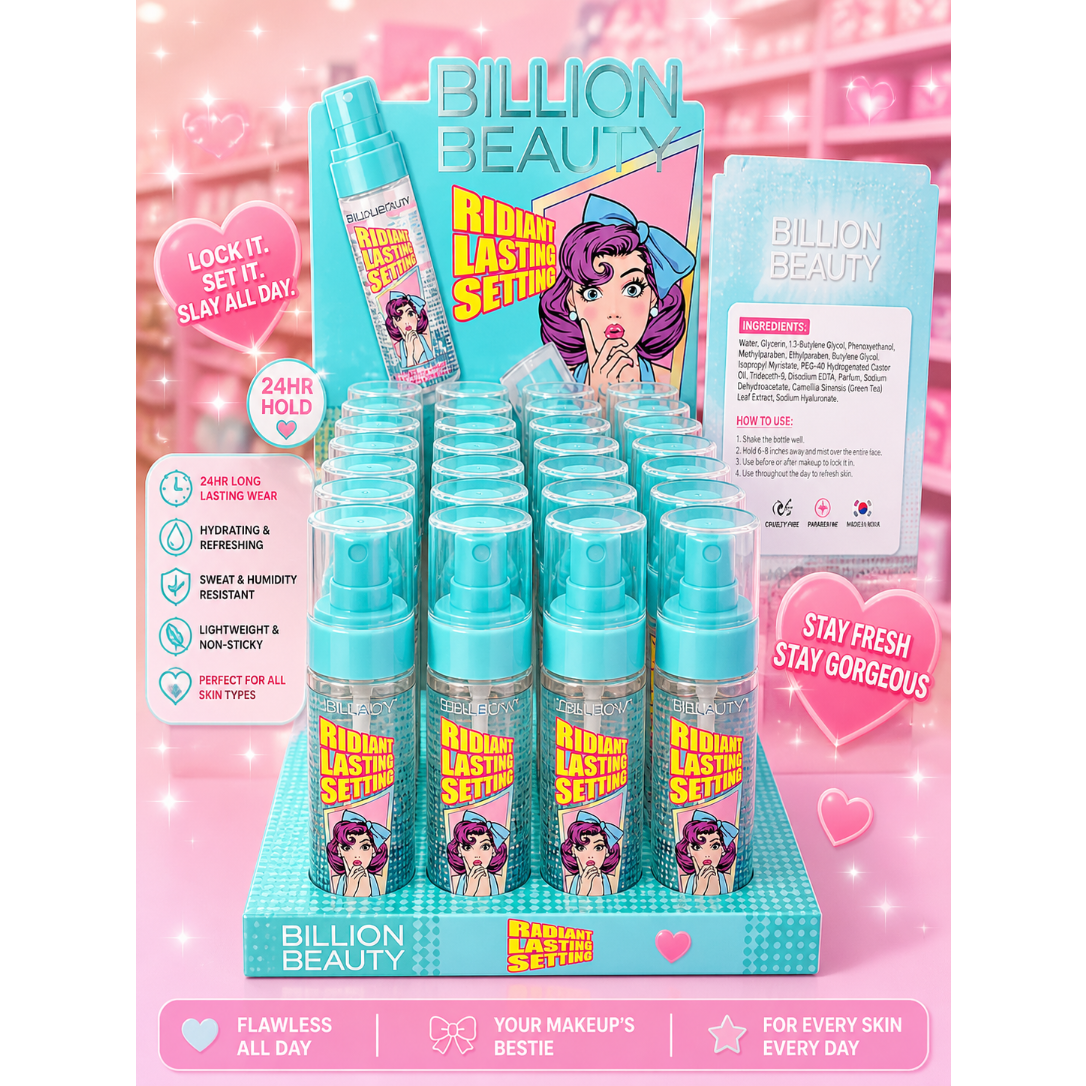 24PCS DISPLAY BILLION BEAUTY RIDIANT LASTING SETTING SPRAY B60020