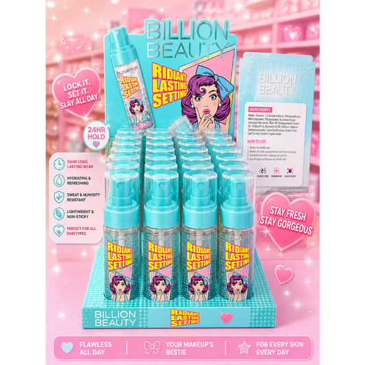 24PCS DISPLAY BILLION BEAUTY RIDIANT LASTING SETTING SPRAY B60020