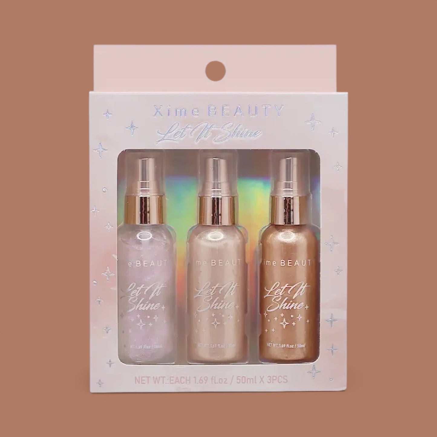 3PCS XIME BEAUTY LET IT SHINE TRAVEL SIZE SHIMMER SPRAYS XB-SS01