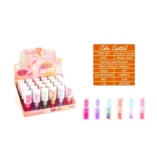 24PCS DISPLAY COLOR CASTILE CUTE LIP OIL 4203