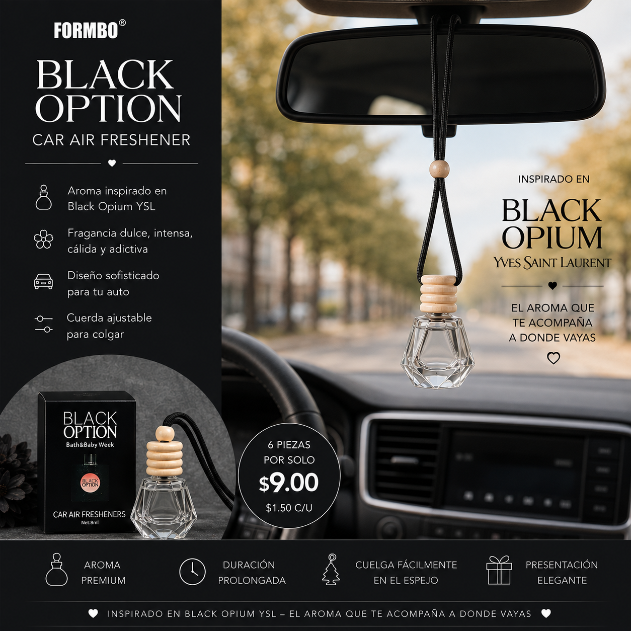 6PCS BLACK OPTION CAR AIR FRESHNER FBCZ007-24