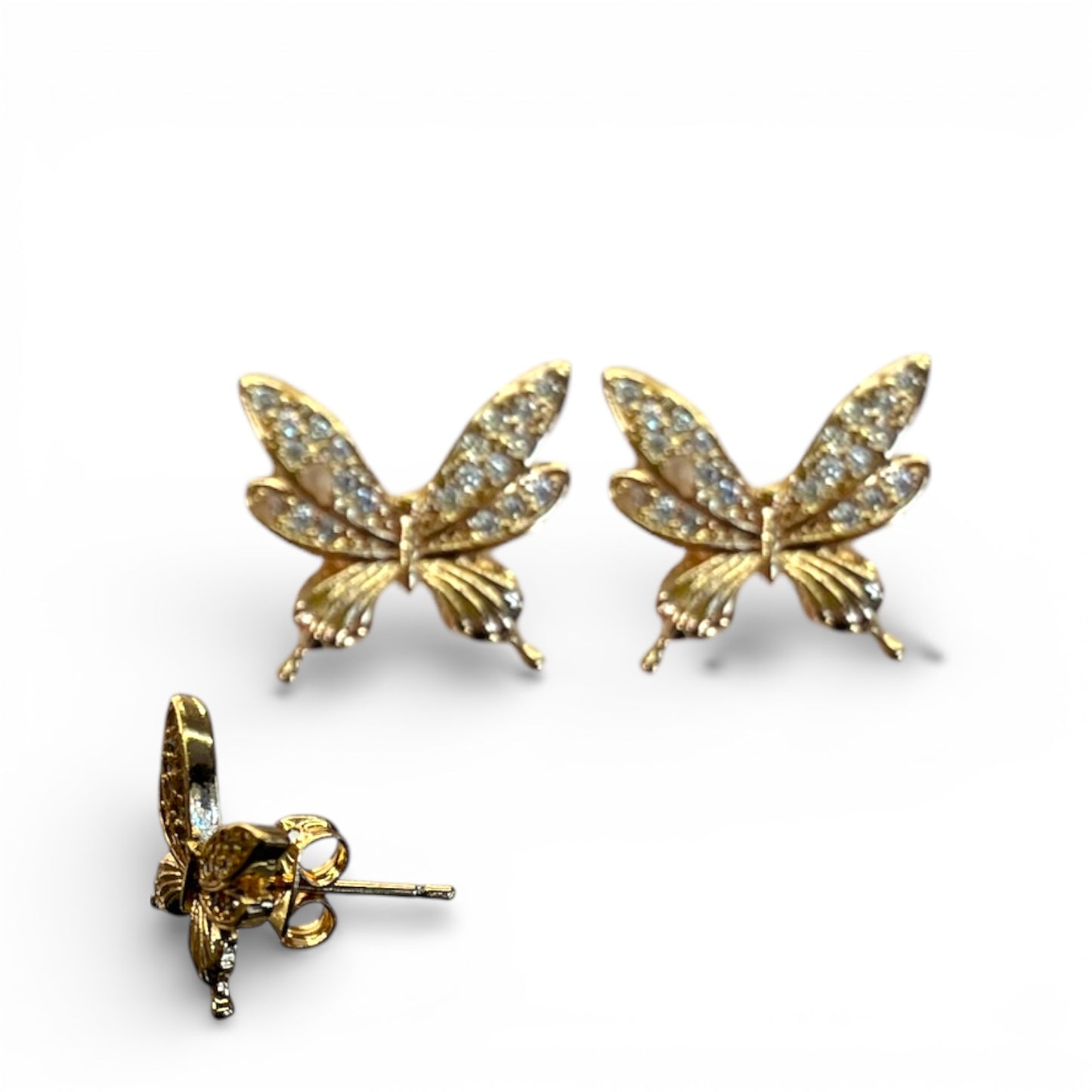 6PCS ORO LAMINADO BLING BUTTERFLY EARRINGS JE1417